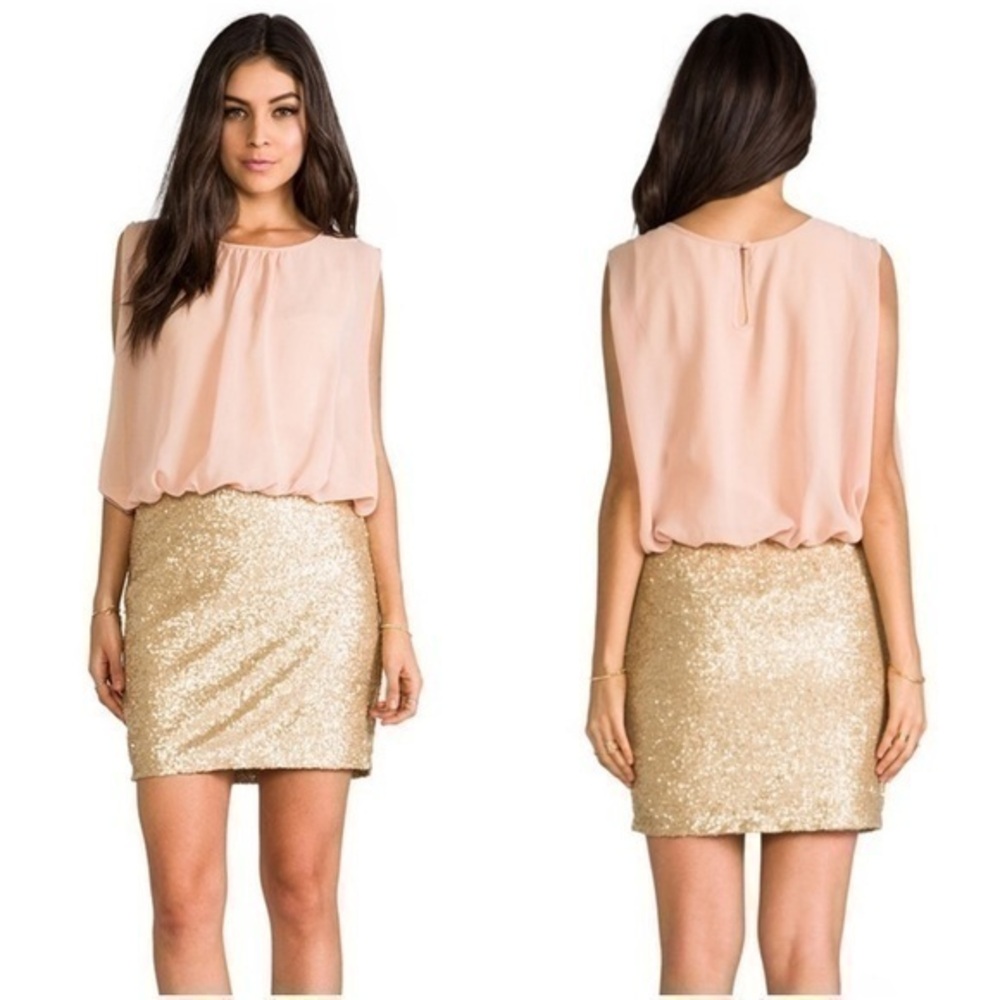 NWT MM Couture white gold sequin skirt dress NN8